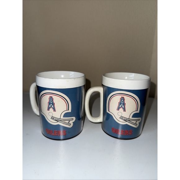 Therma Serv Vintage Houston Oilers Mug 1976 Thermo Cups Set Of 2 - Picture 3 of 7